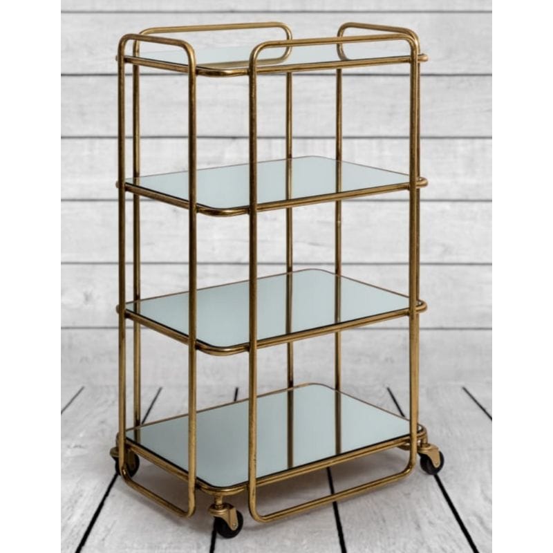 Drinks Trolley Gold Frame & Mirror Shelf Drinks Trolley
