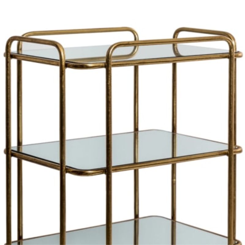 Drinks Trolley Gold Frame & Mirror Shelf Drinks Trolley