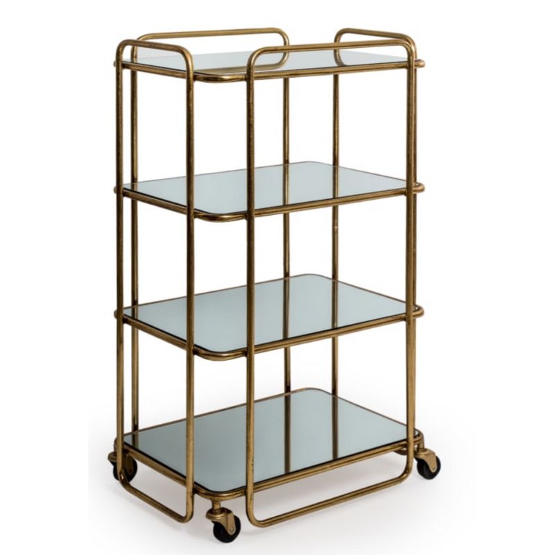 Drinks Trolley Gold Frame & Mirror Shelf Drinks Trolley