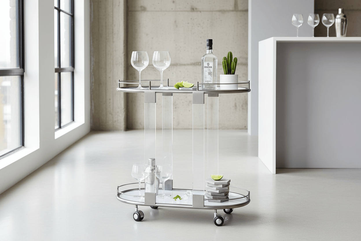 Drinks Trolley Oria Oval Drinks Trolley – Gunmetal & Acrylic