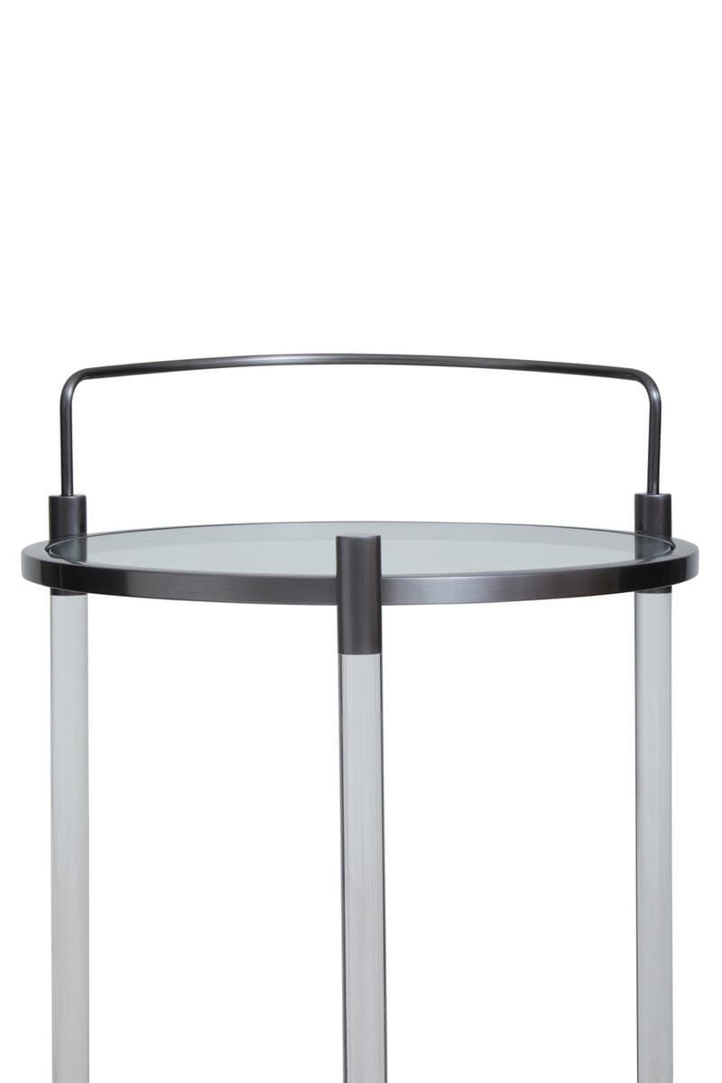 Drinks Trolley Oria Round Drinks Trolley – Black Steel & Acrylic