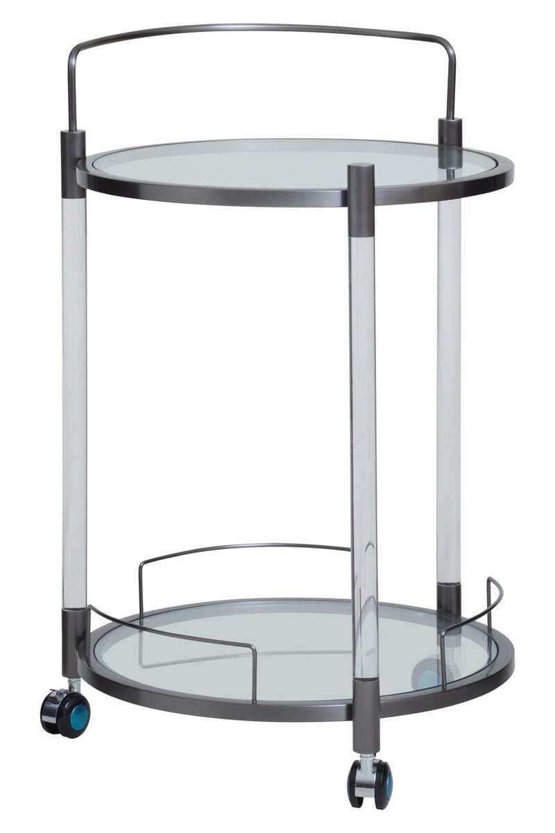 Drinks Trolley Oria Round Drinks Trolley – Black Steel & Acrylic