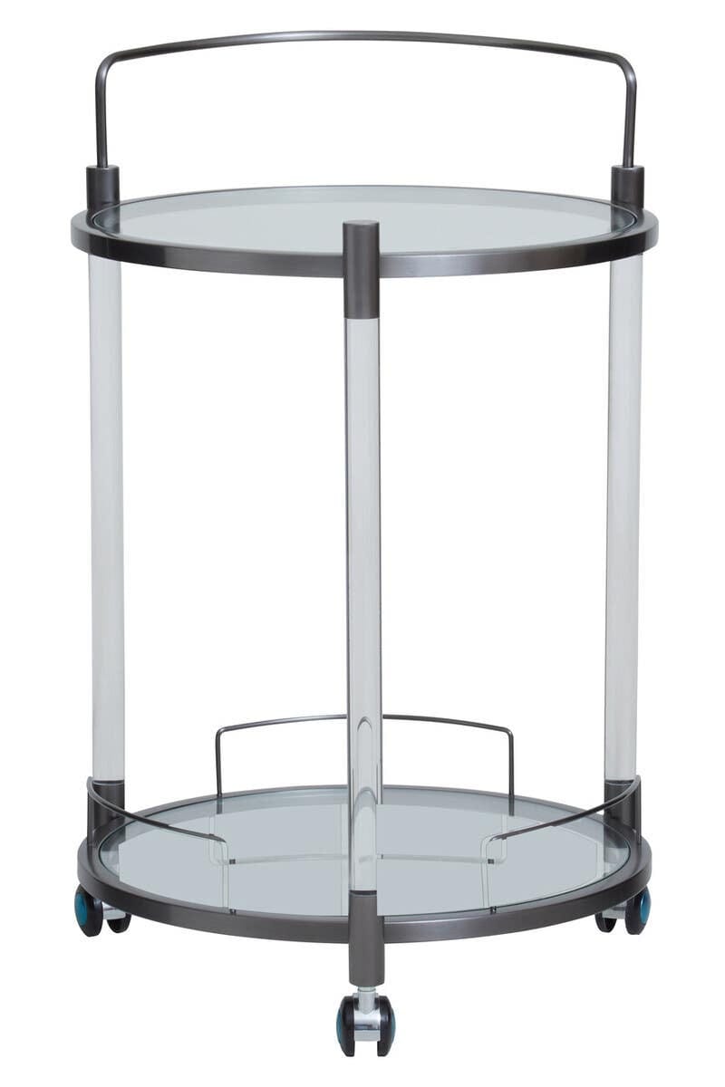 Drinks Trolley Oria Round Drinks Trolley – Black Steel & Acrylic
