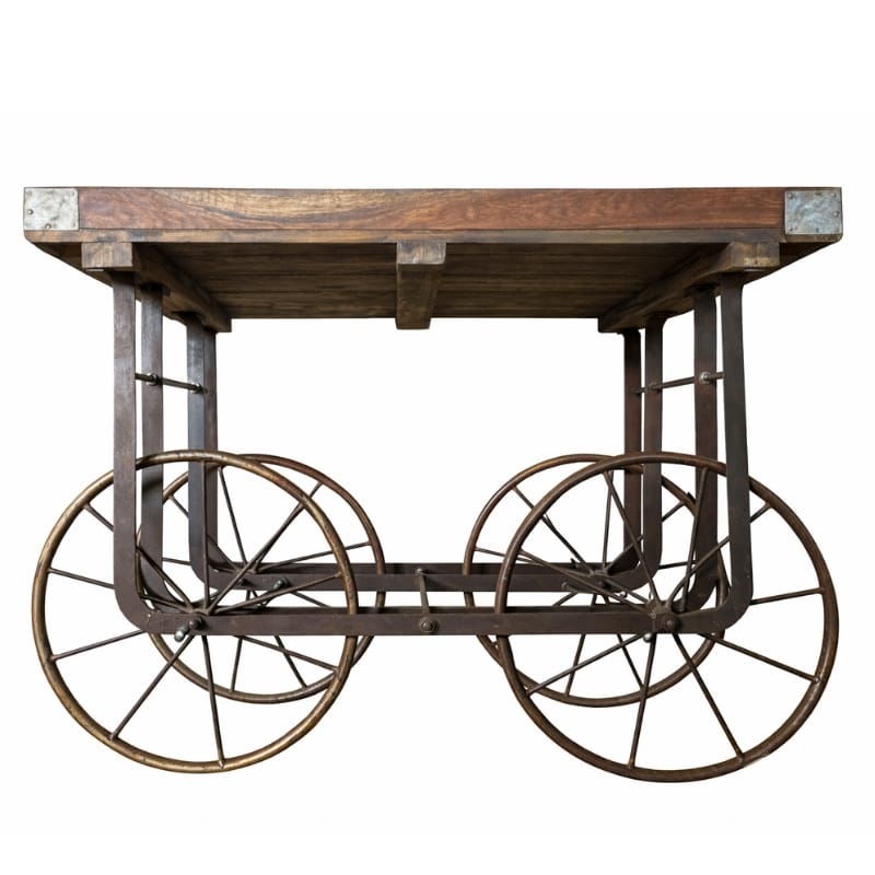 Drinks Trolley Rustic Iron & Wood Bar Trolley – Industrial Drinks Cart