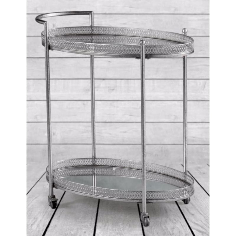 Drinks Trolley Silver Oval Drinks Trolley