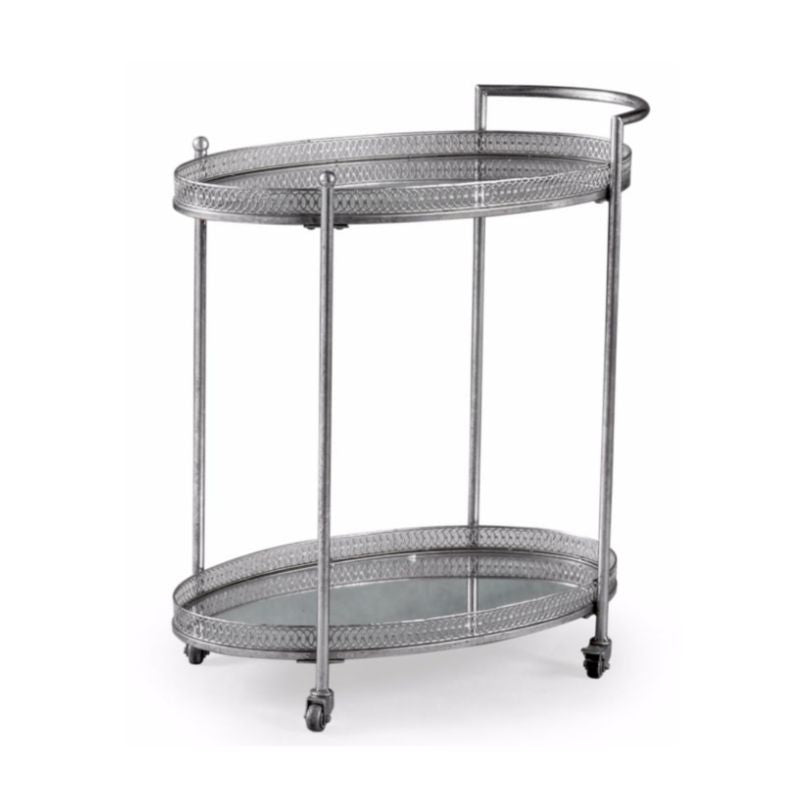 Drinks Trolley Silver Oval Drinks Trolley