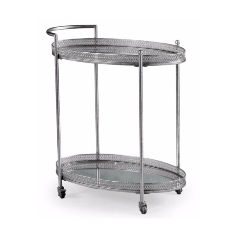 Drinks Trolley Silver Oval Drinks Trolley