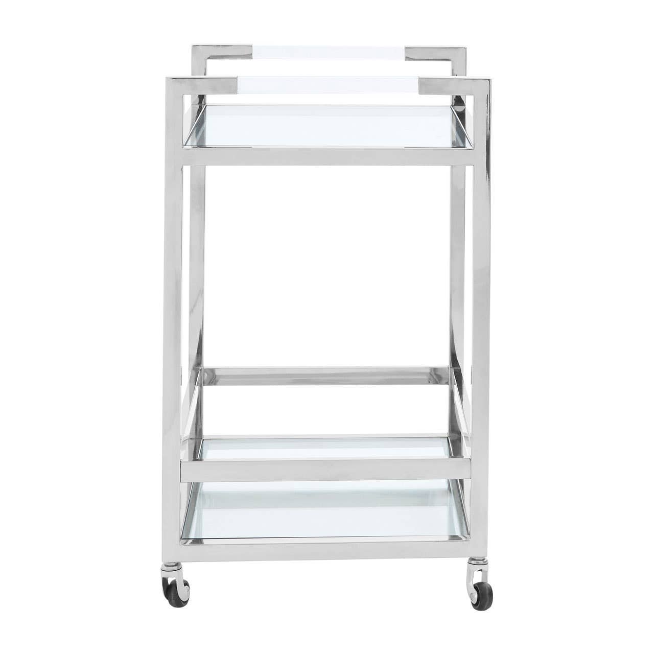 Drinks Trolley Vogue 2-Tier Drinks Trolley – Polished Stainless Steel & Glass