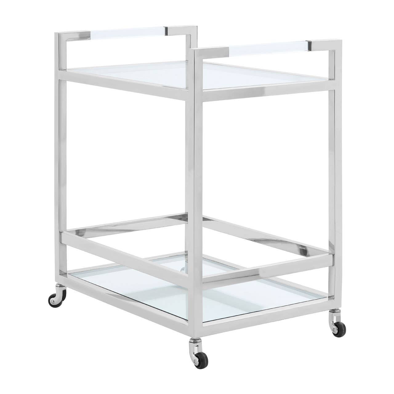 Drinks Trolley Vogue 2-Tier Drinks Trolley – Polished Stainless Steel & Glass