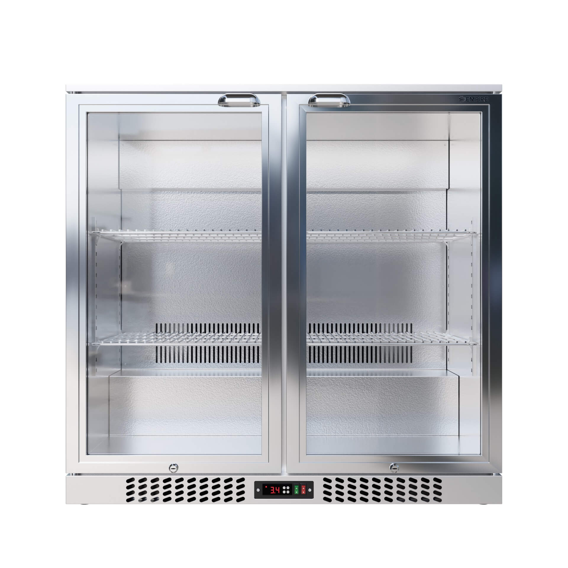 Empire Double Door 208L Stainless Steel Bottle Cooler – A Rated Hinged Door Commercial Back Bar Fridge | CL-210H-S