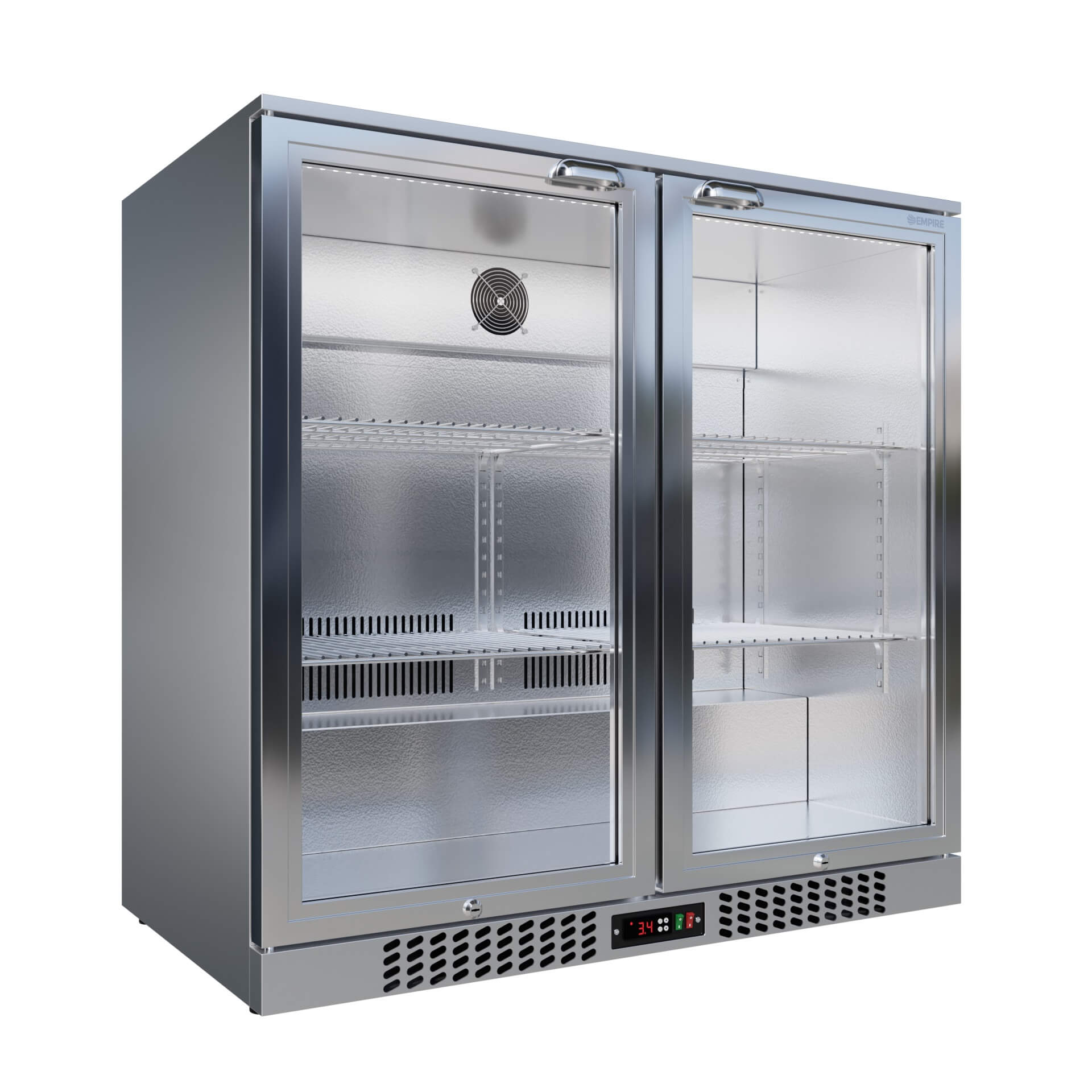 Empire Double Door 208L Stainless Steel Bottle Cooler – A Rated Hinged Door Commercial Back Bar Fridge | CL-210H-S