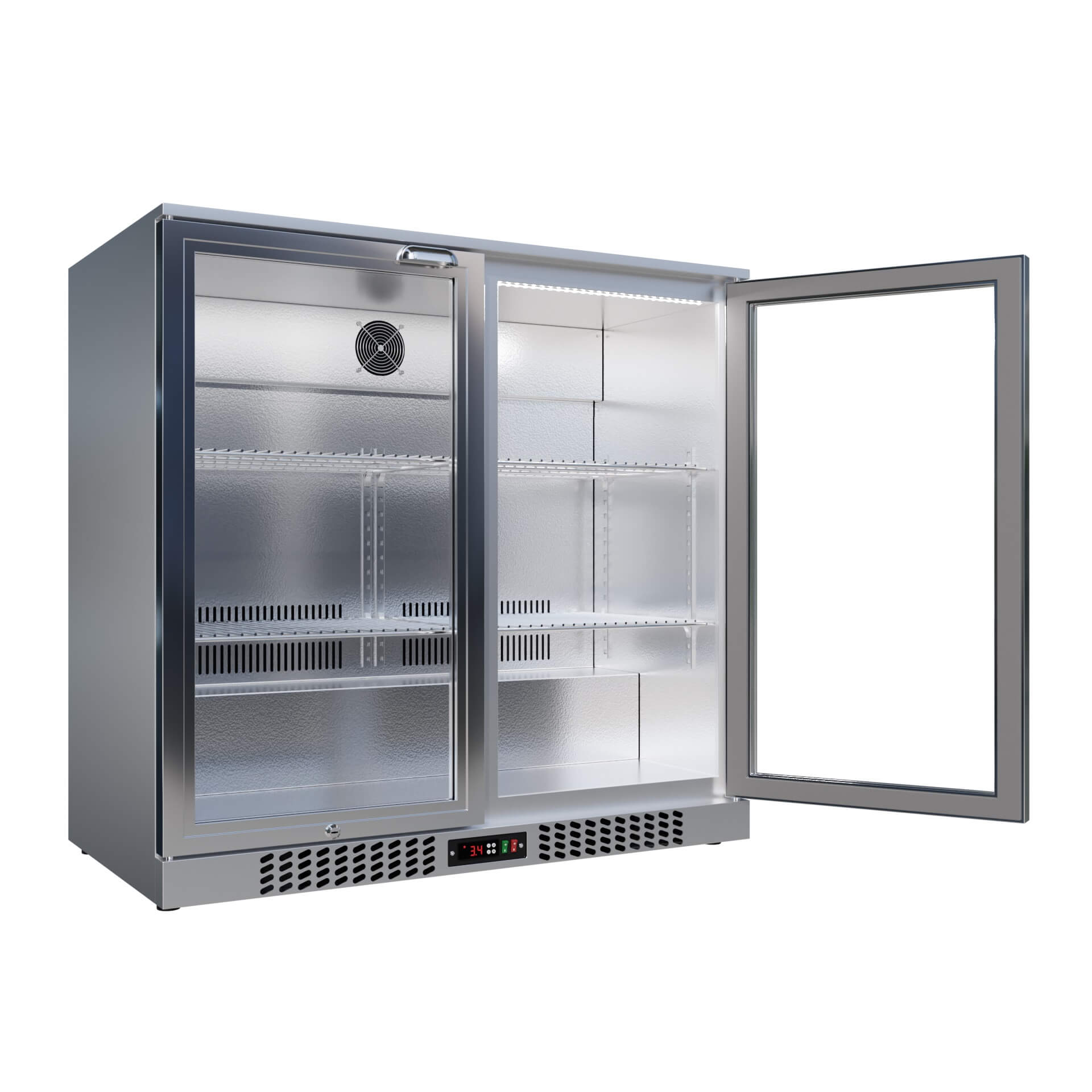 Empire Double Door 208L Stainless Steel Bottle Cooler – A Rated Hinged Door Commercial Back Bar Fridge | CL-210H-S