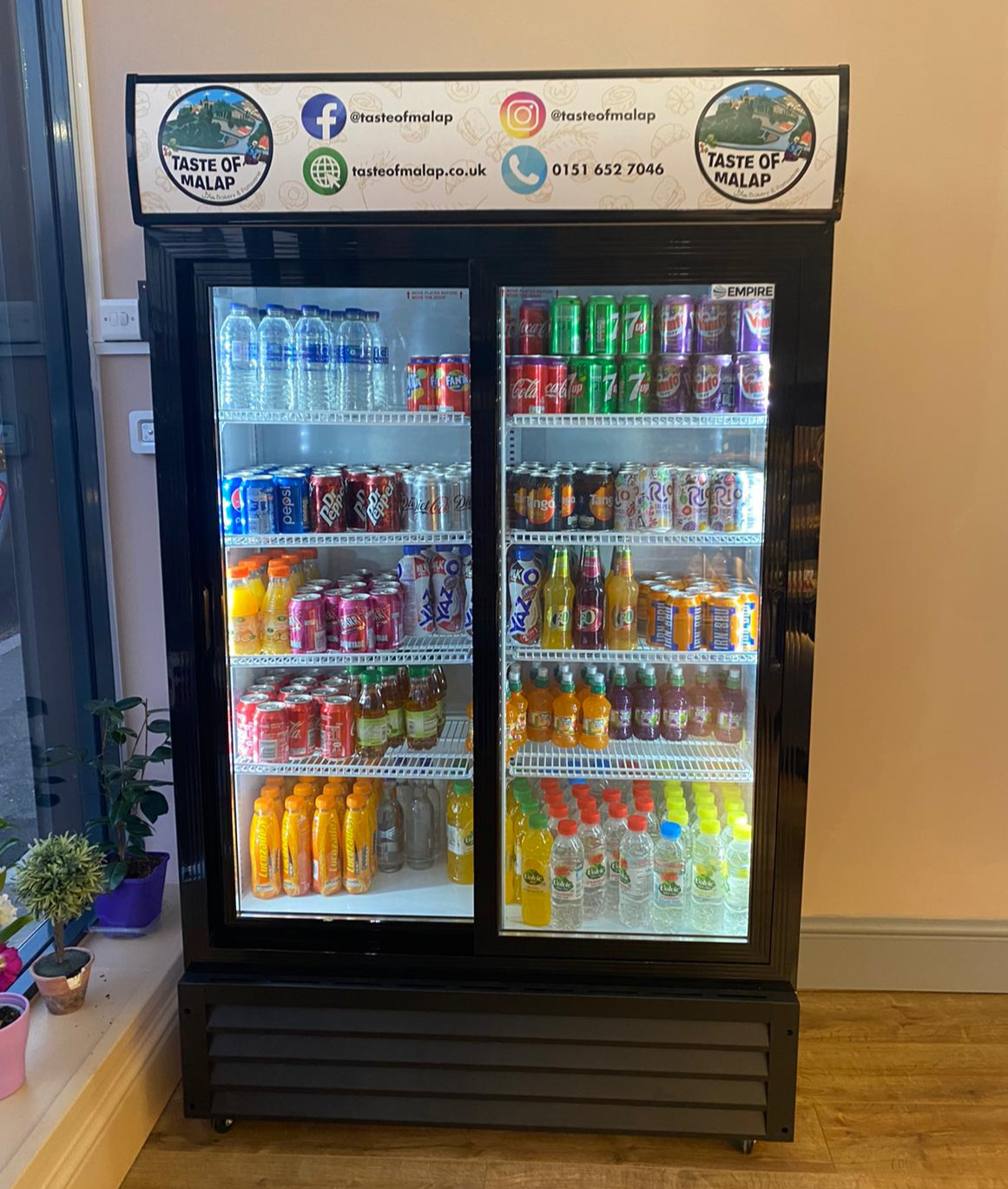 Empire Double Door Display Cooler Hinged – B Rated Commercial Fridge with Merchandising Canopy | CL-690A