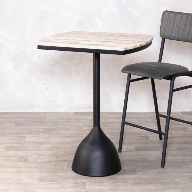 Eton Breakfast Bar Table With Grey Travertine Top