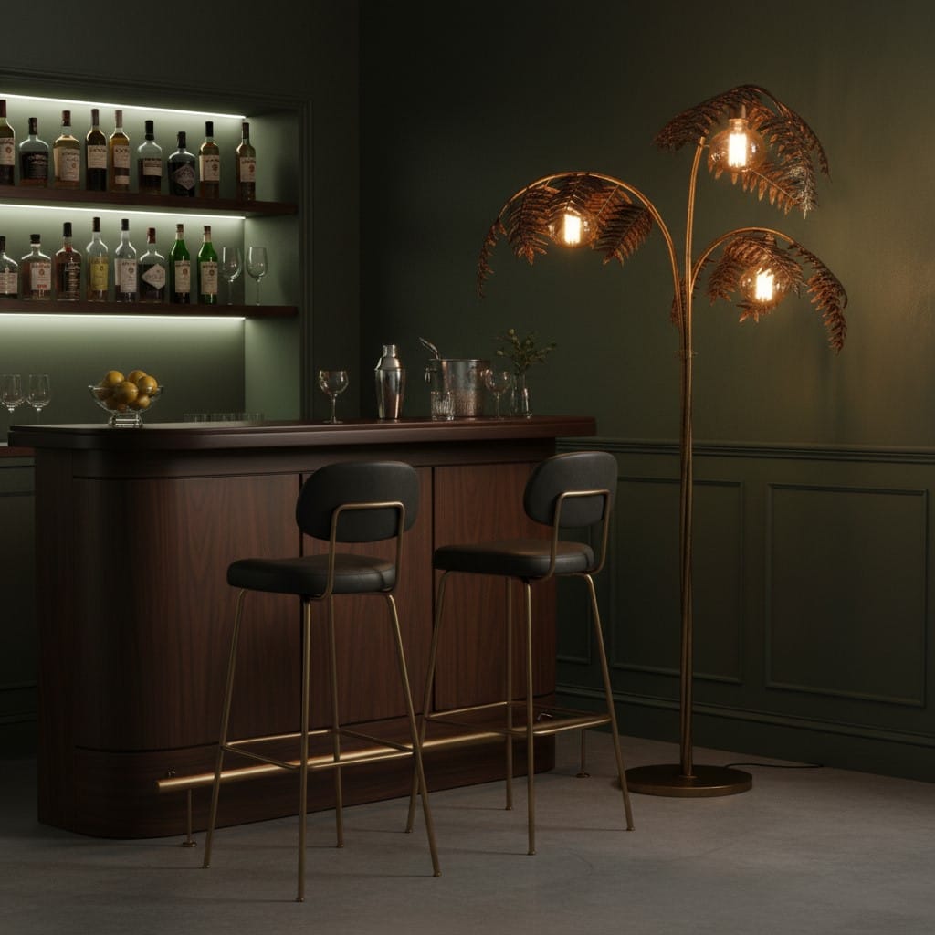 Floor Lamp Antique Gold Palm Leaf Floor Lamp
