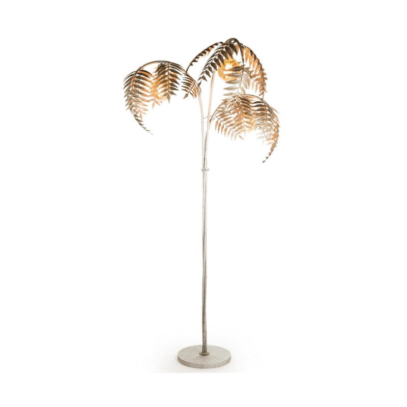 Floor Lamp Antique Silver Palm Leaf Floor Lamp