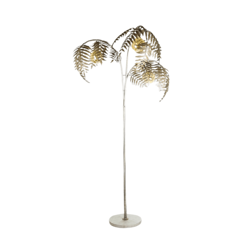 Floor Lamp Antique Silver Palm Leaf Floor Lamp