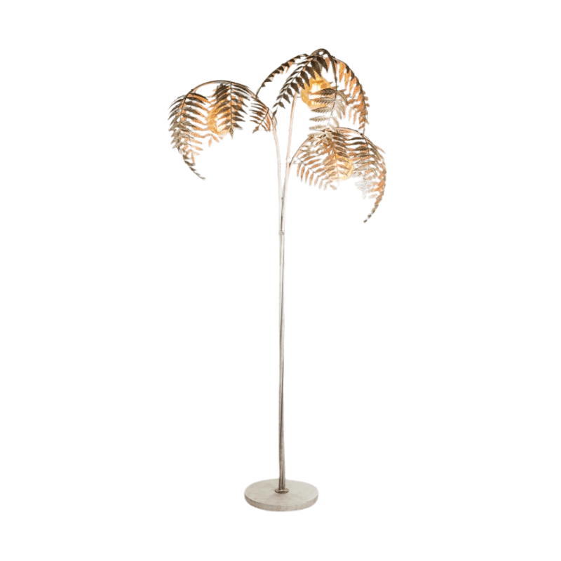 Floor Lamp Antique Silver Palm Leaf Floor Lamp
