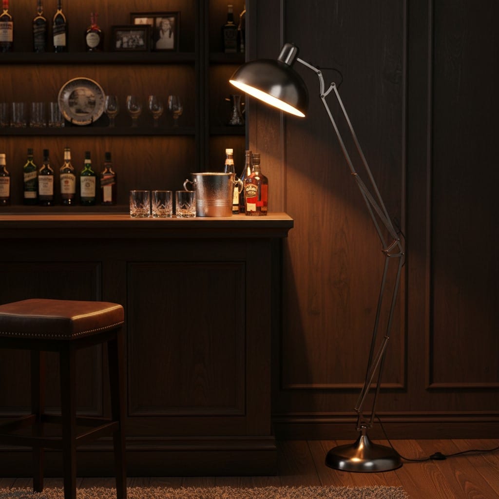 Floor Lamp Brushed Steel Extra Large Classic Desk Style Floor Lamp