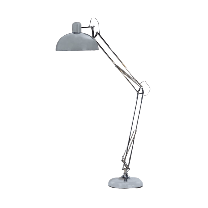 Floor Lamp Chrome Extra Large Classic Desk Style Floor Lamp (Black Fabric Flex)