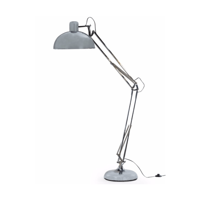Floor Lamp Chrome Extra Large Classic Desk Style Floor Lamp (Black Fabric Flex)