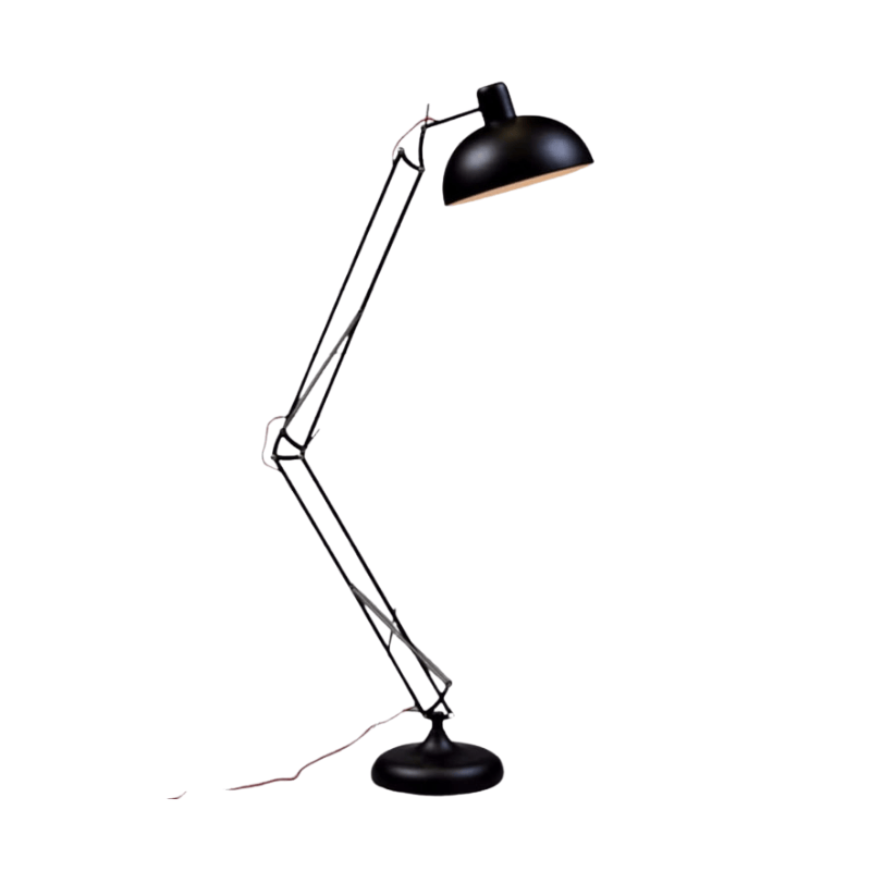 Floor Lamp Matt Black Extra Large Classic Desk Style Floor Lamp (Red Fabric Flex)
