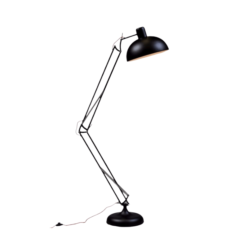 Floor Lamp Matt Black Extra Large Classic Desk Style Floor Lamp (Red Fabric Flex)
