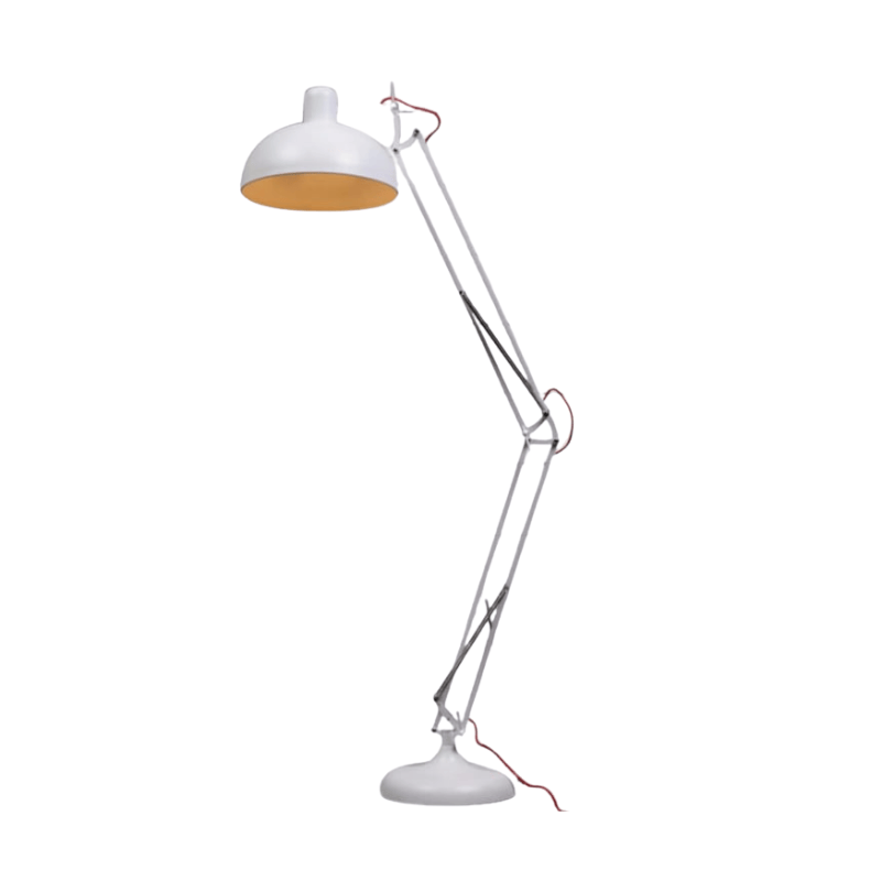 Floor Lamp Matt White Extra Large Classic Desk Style Floor Lamp (Red Flex)