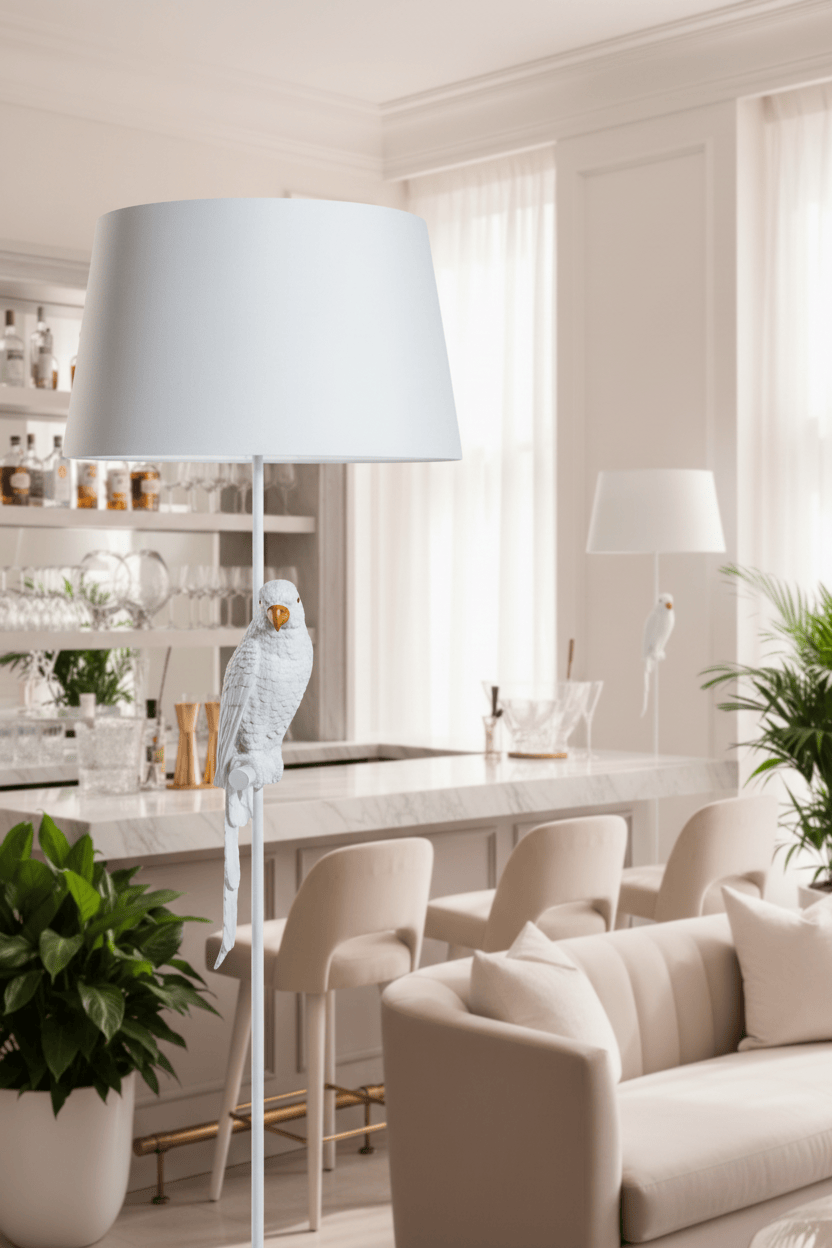 Floor Lamp Matt White Parrot Floor Lamp with White Shade