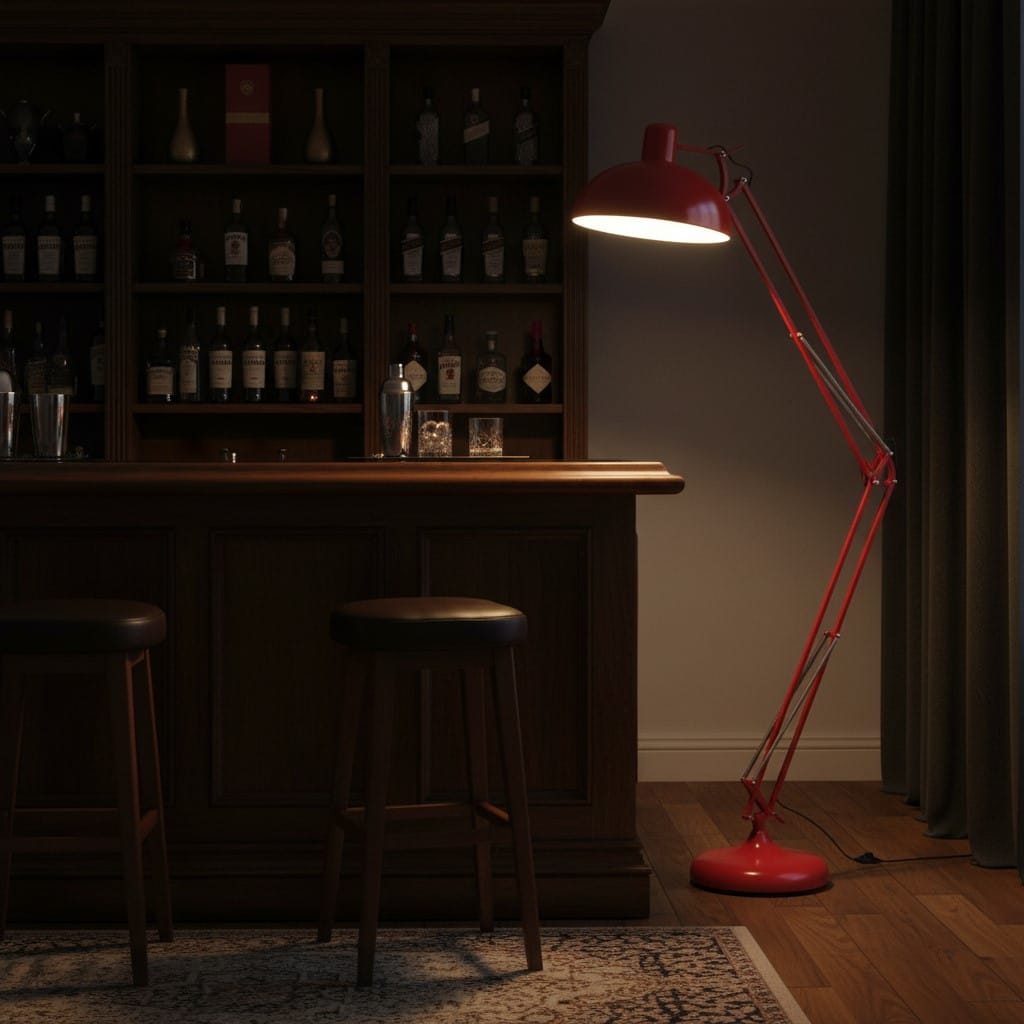Floor Lamp Red Extra Large Classic Desk Style Floor Lamp (Purple Fabric Flex)