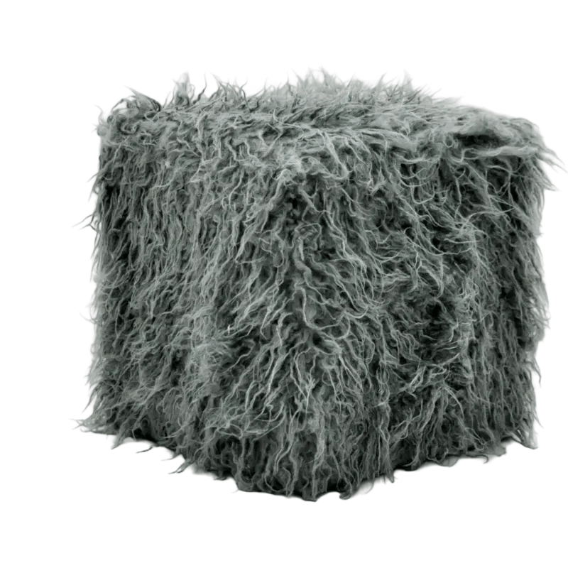 Foot stools 38Cm Dark Grey Fluffy Footstool