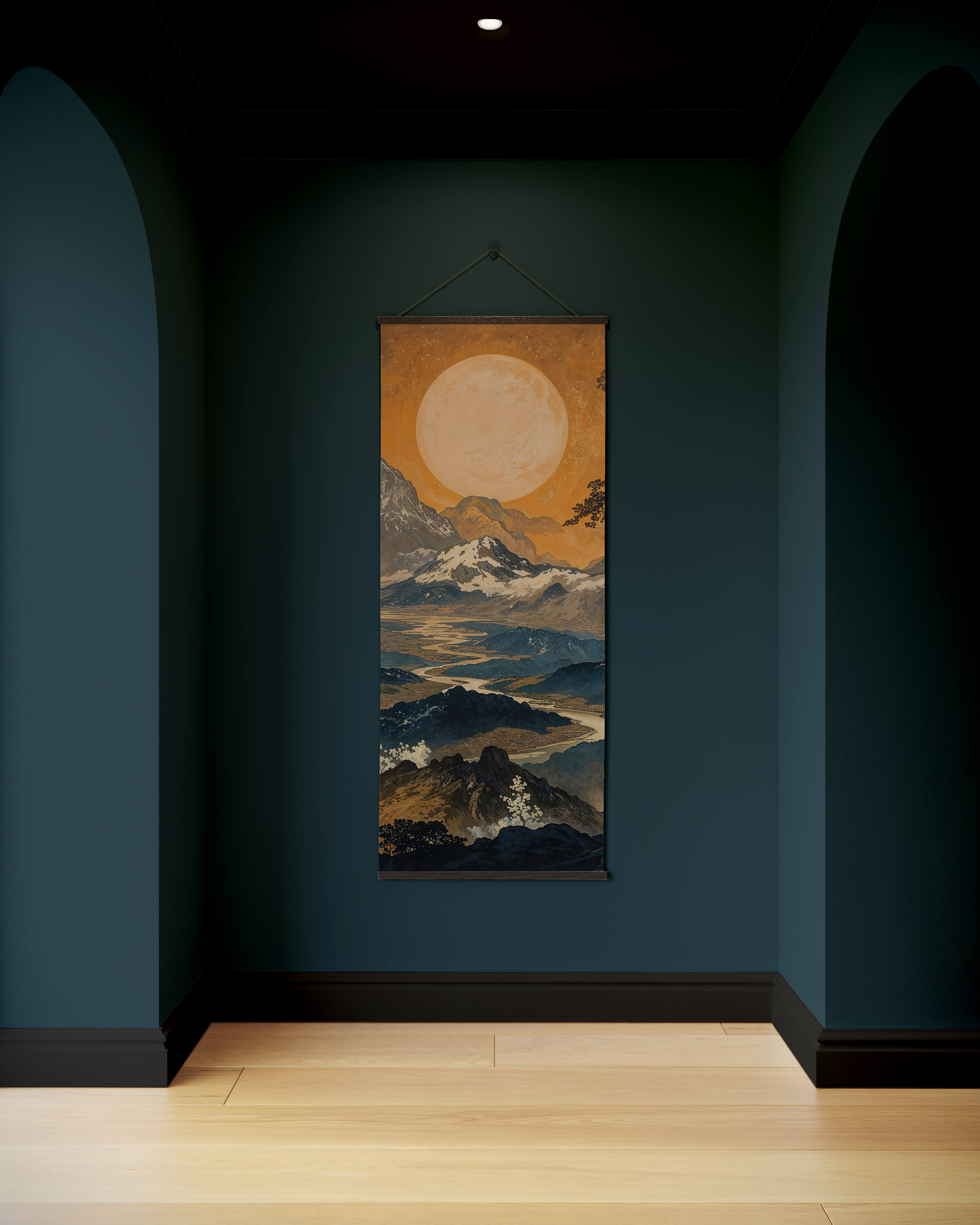Dark Oriental Landscape Tapestry