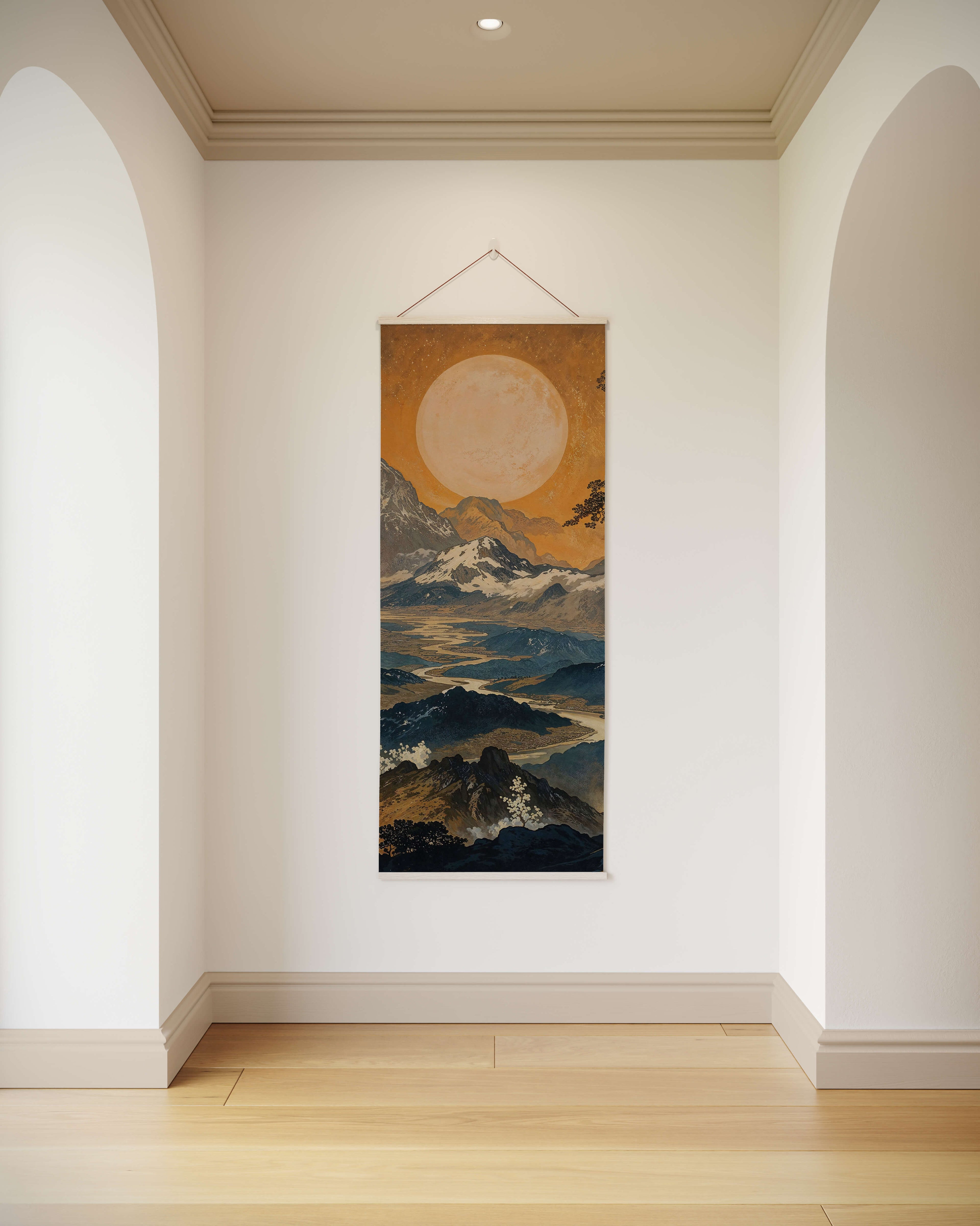Dark Oriental Landscape Tapestry