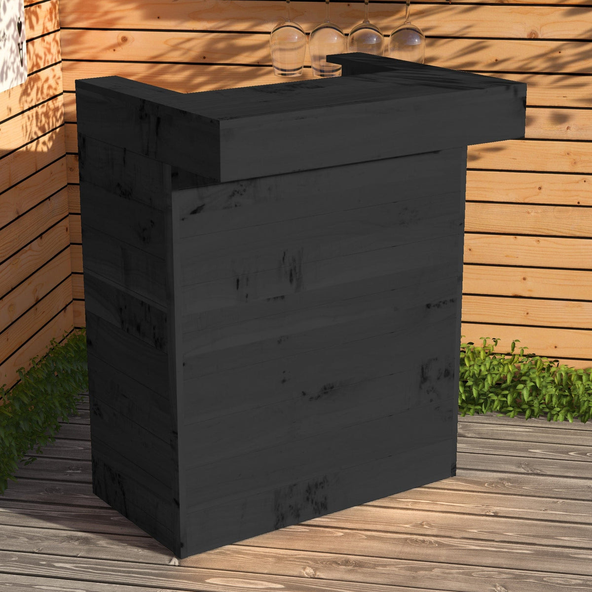 Home & Garden Bars Black Rustic Wooden Pallet Bar - 80cm