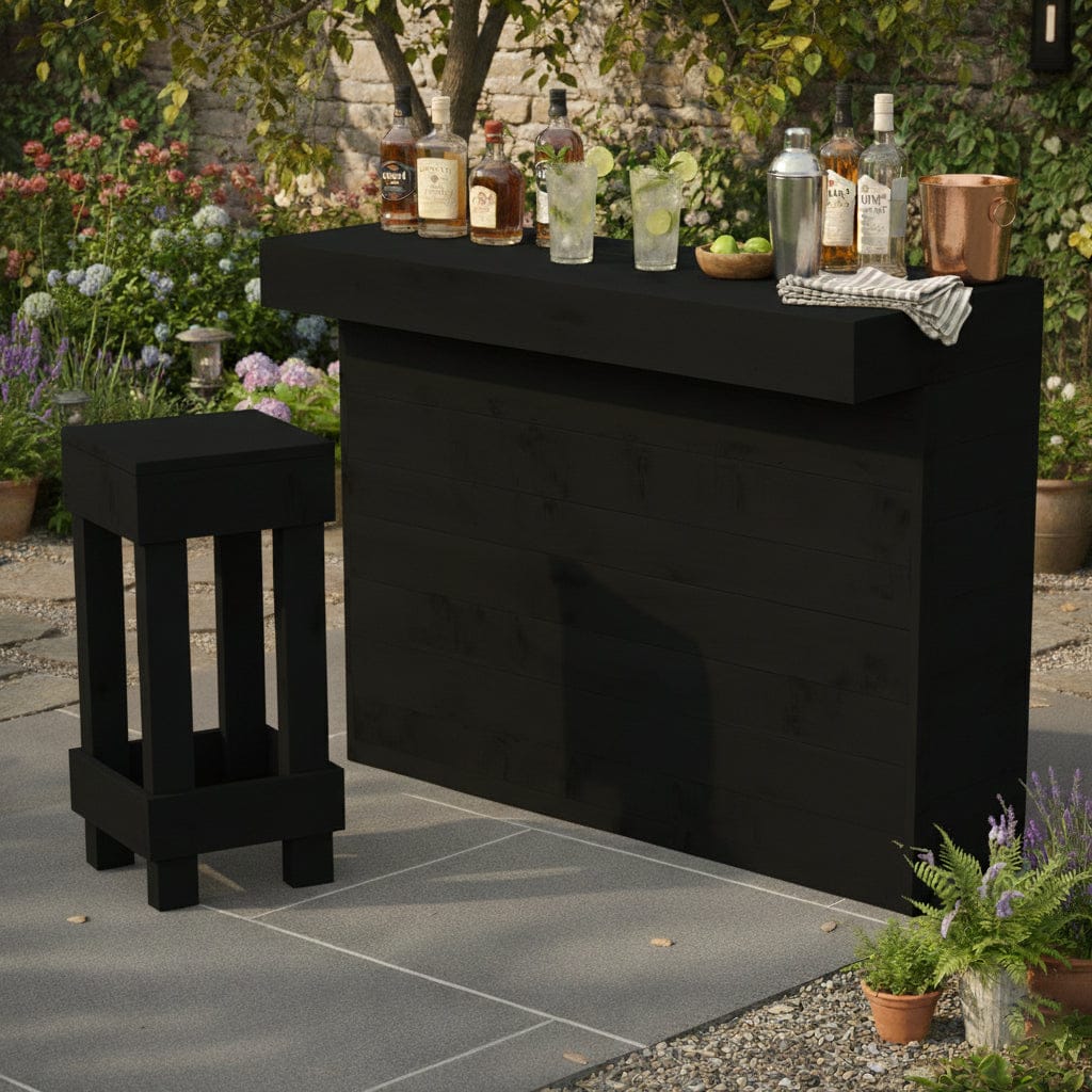 Home & Garden Bars Black / Yes / No Add Ons L-Shape Rustic Wooden Garden Bar