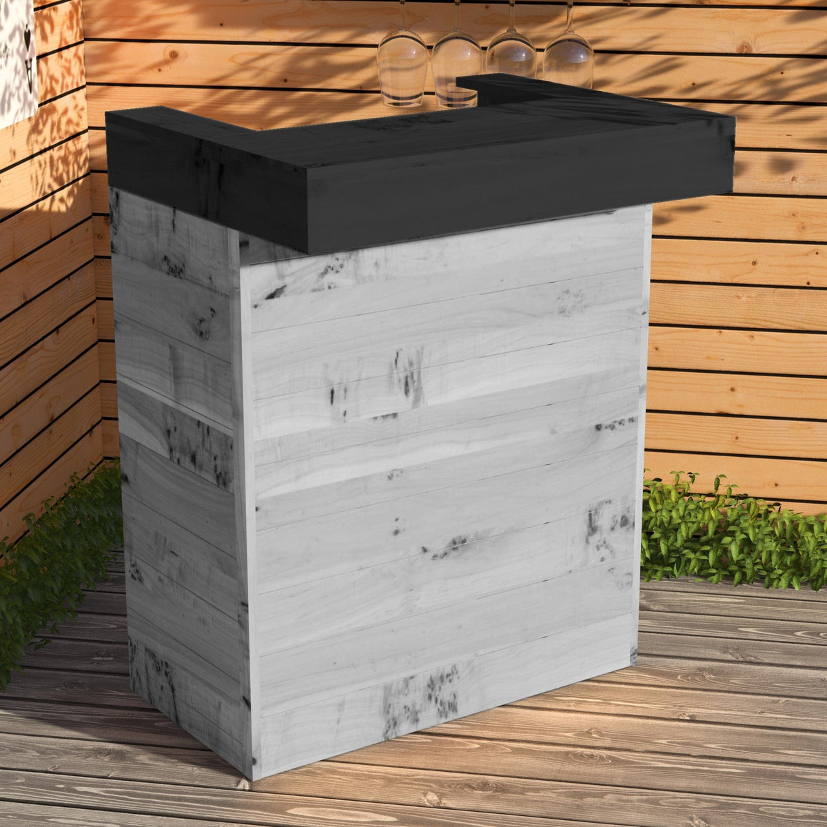 Home & Garden Bars Grey & Black Counter Rustic Wooden Pallet Bar - 80cm