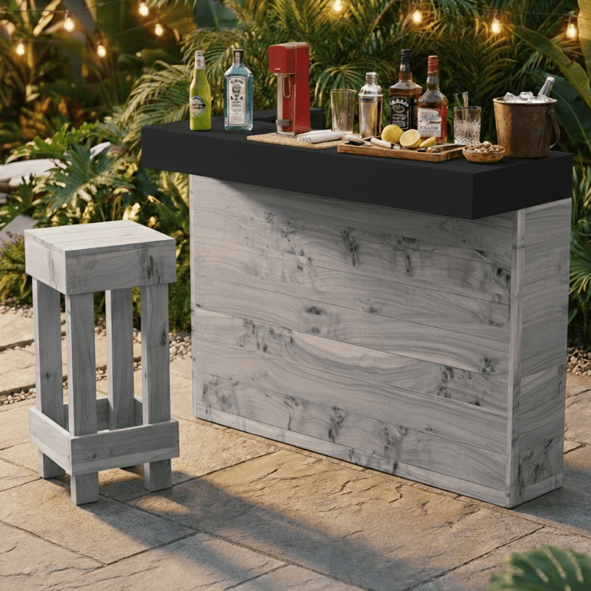Home & Garden Bars Grey & Black / Yes / No Add Ons L-Shape Rustic Wooden Garden Bar