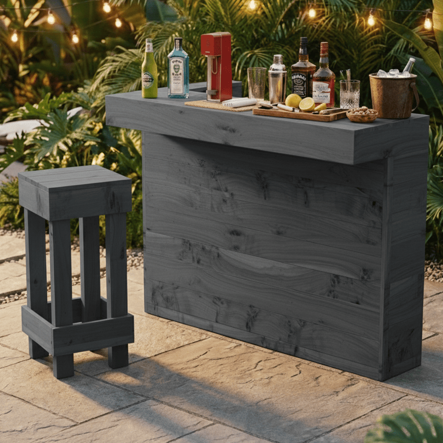 Home & Garden Bars L-Shape Rustic Wooden Garden Bar