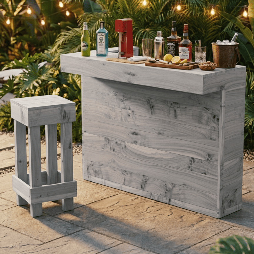 Home & Garden Bars L-Shape Rustic Wooden Garden Bar