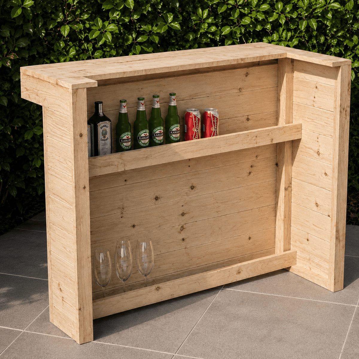 Home & Garden Bars L-Shape Rustic Wooden Garden Bar