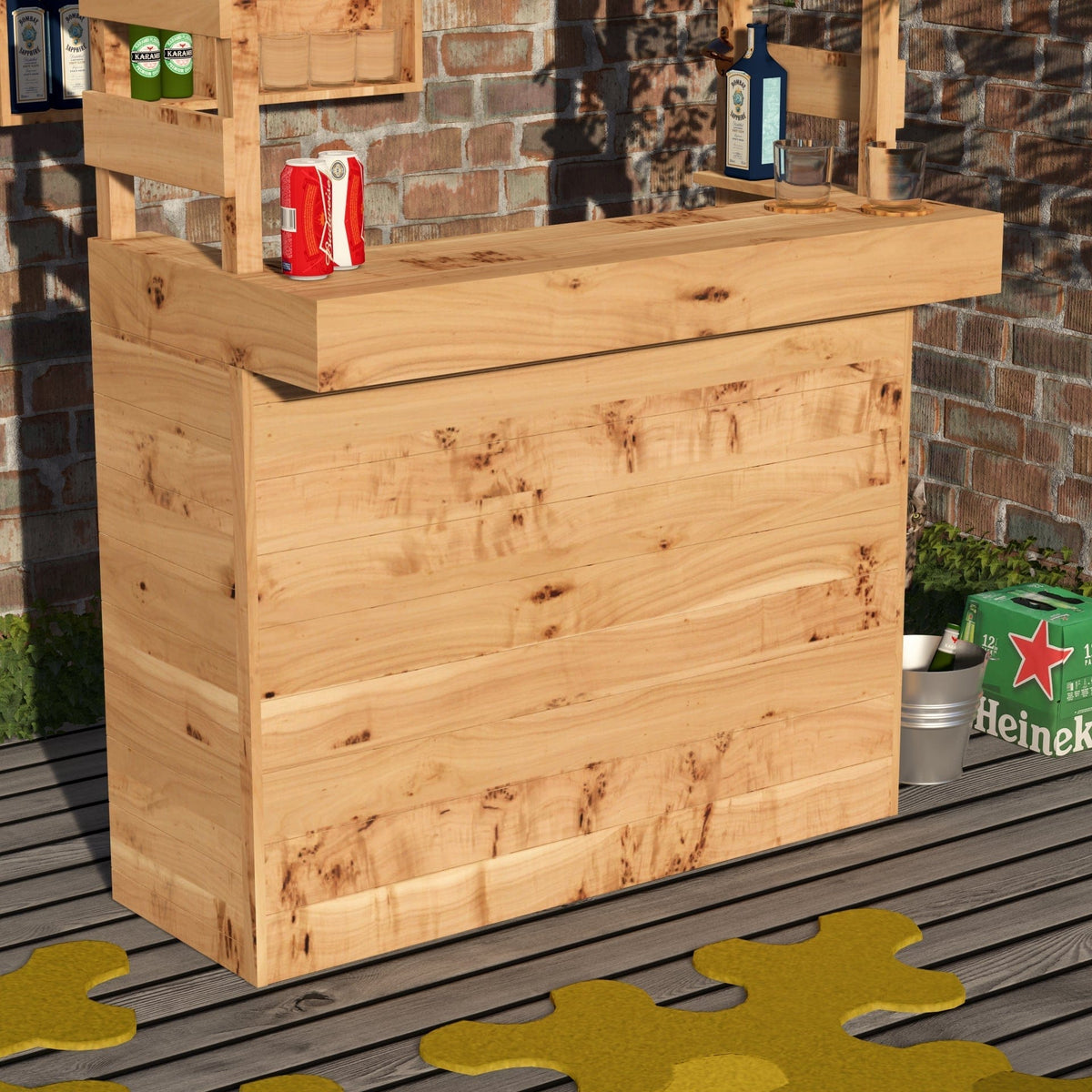 Home & Garden Bars Large Rustic Wooden Garden Bar with Roof