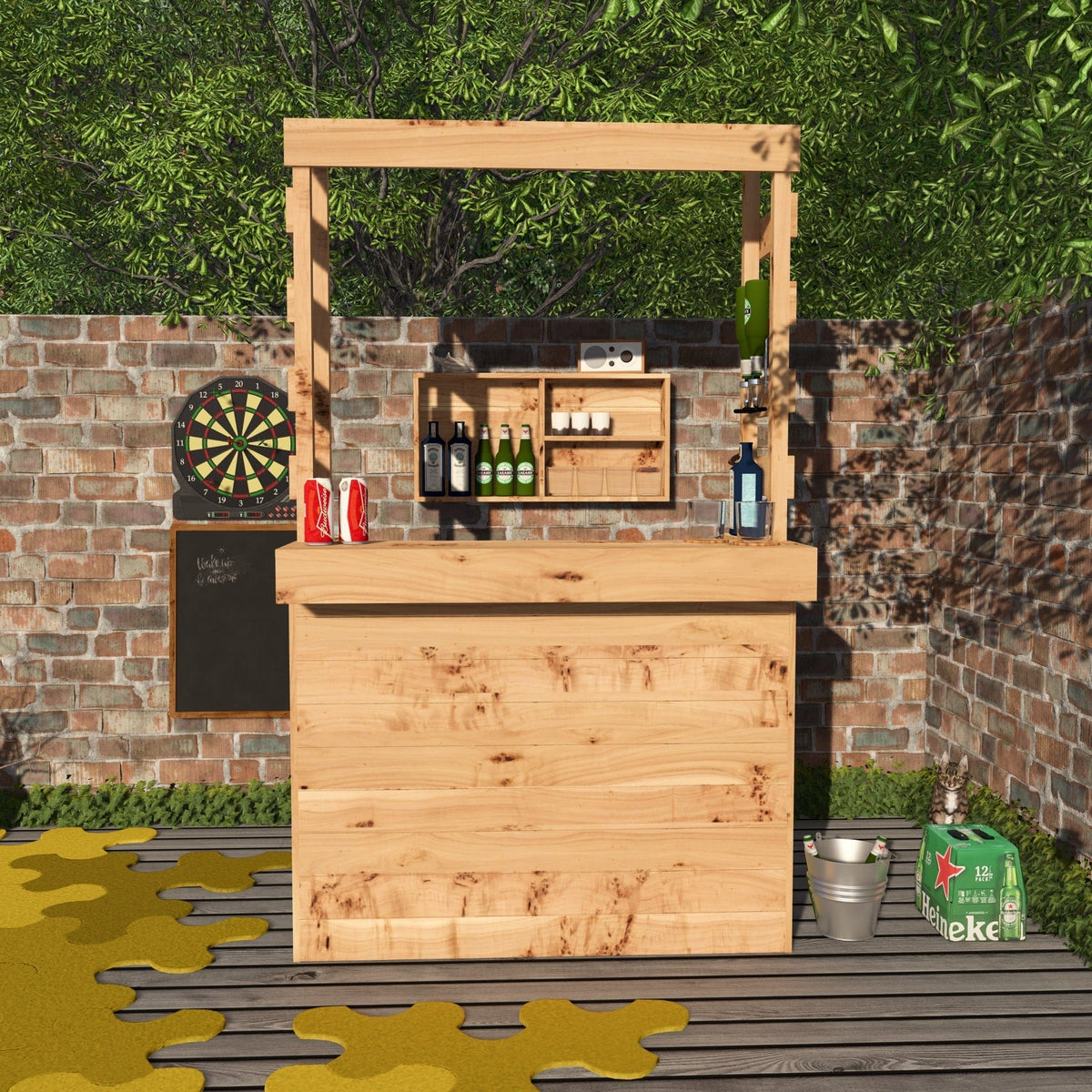 Home & Garden Bars Large Rustic Wooden Garden Bar with Roof