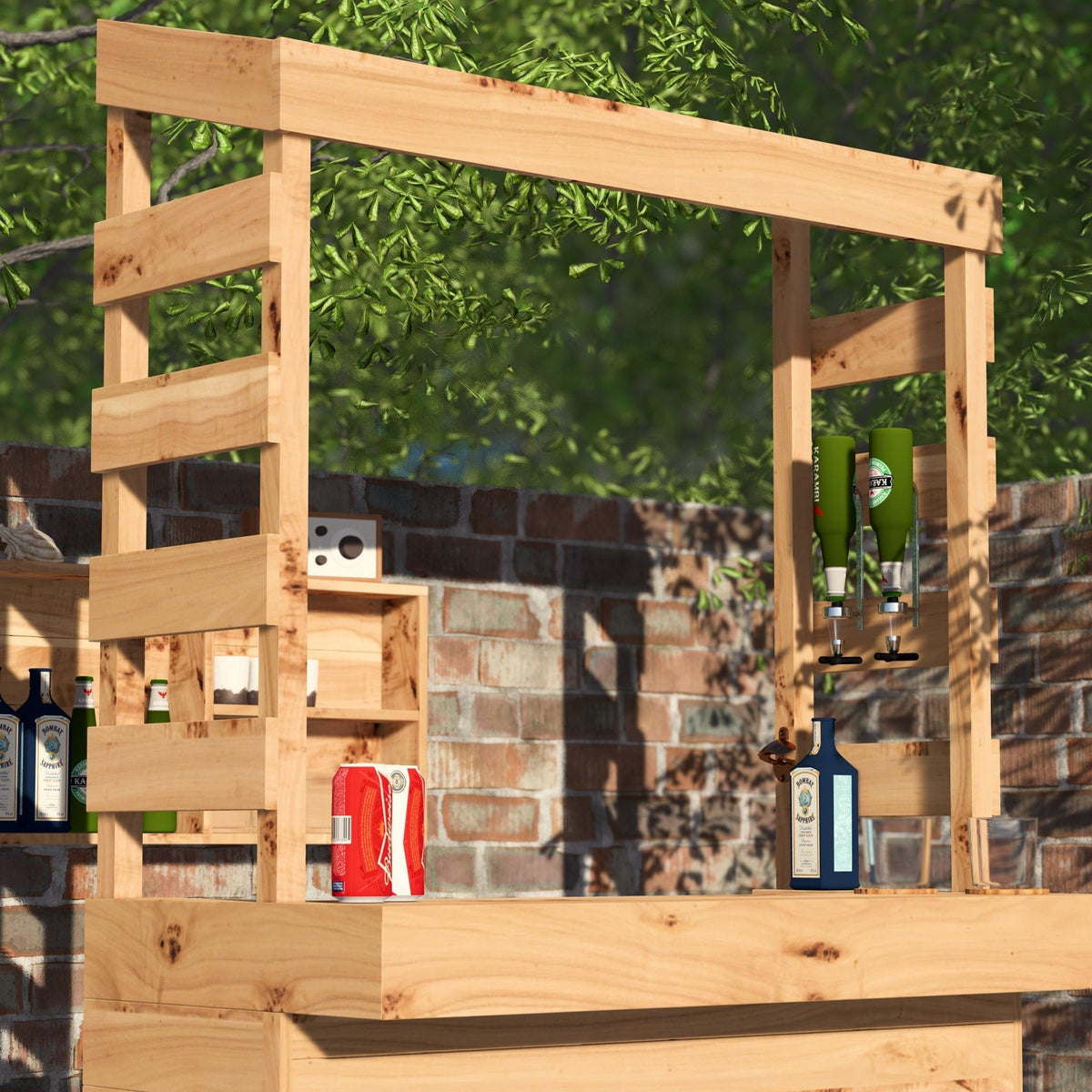 Home & Garden Bars Large Rustic Wooden Garden Bar with Roof