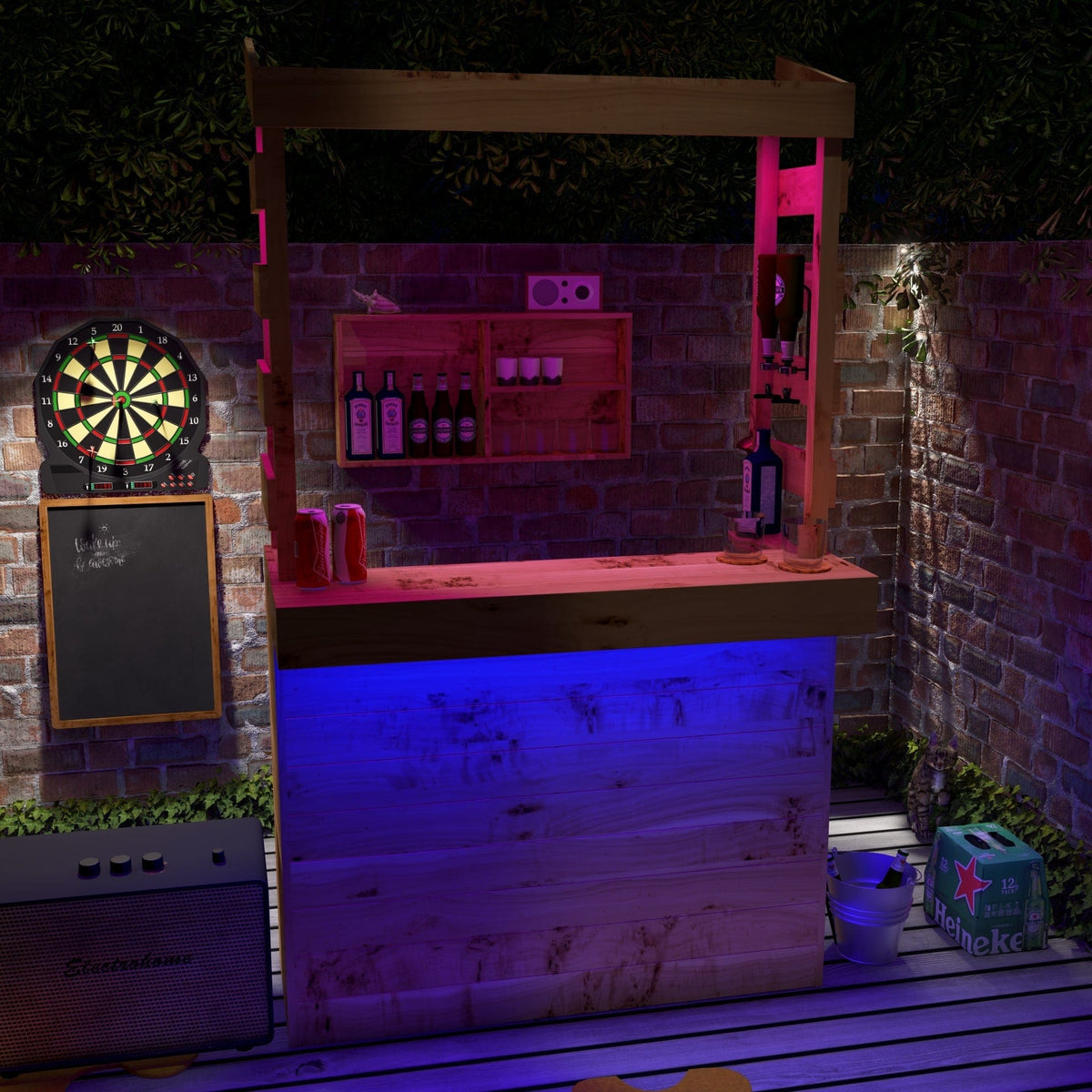 Home & Garden Bars Large Rustic Wooden Garden Bar with Roof