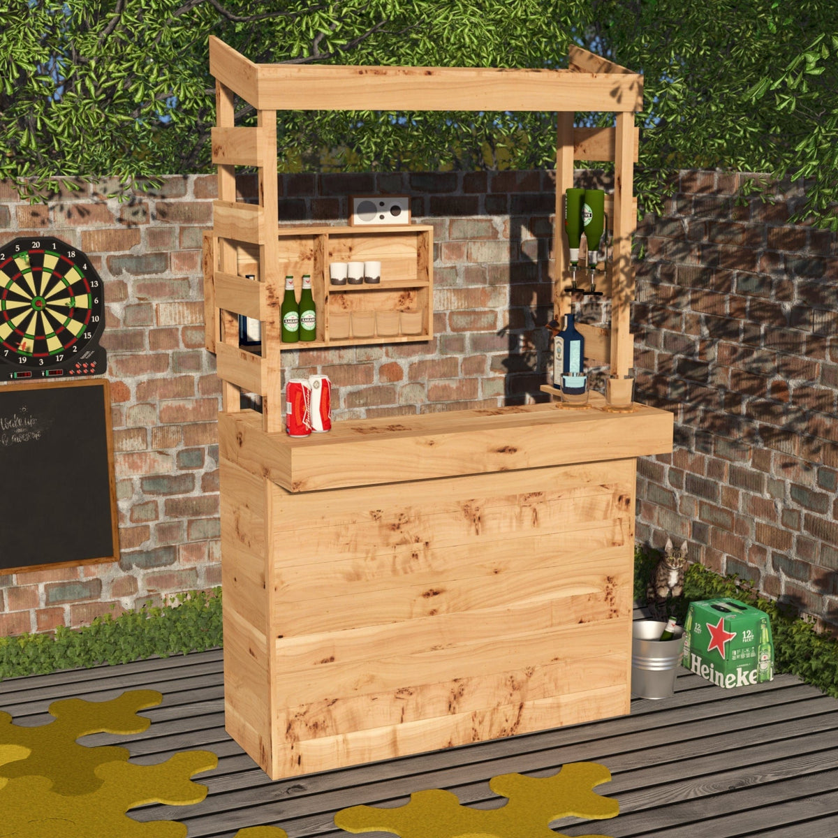 Home & Garden Bars Large Rustic Wooden Garden Bar with Roof