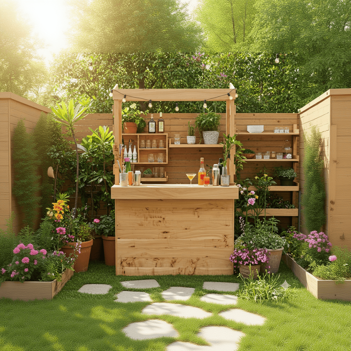 Home & Garden Bars Large Rustic Wooden Garden Bar with Roof