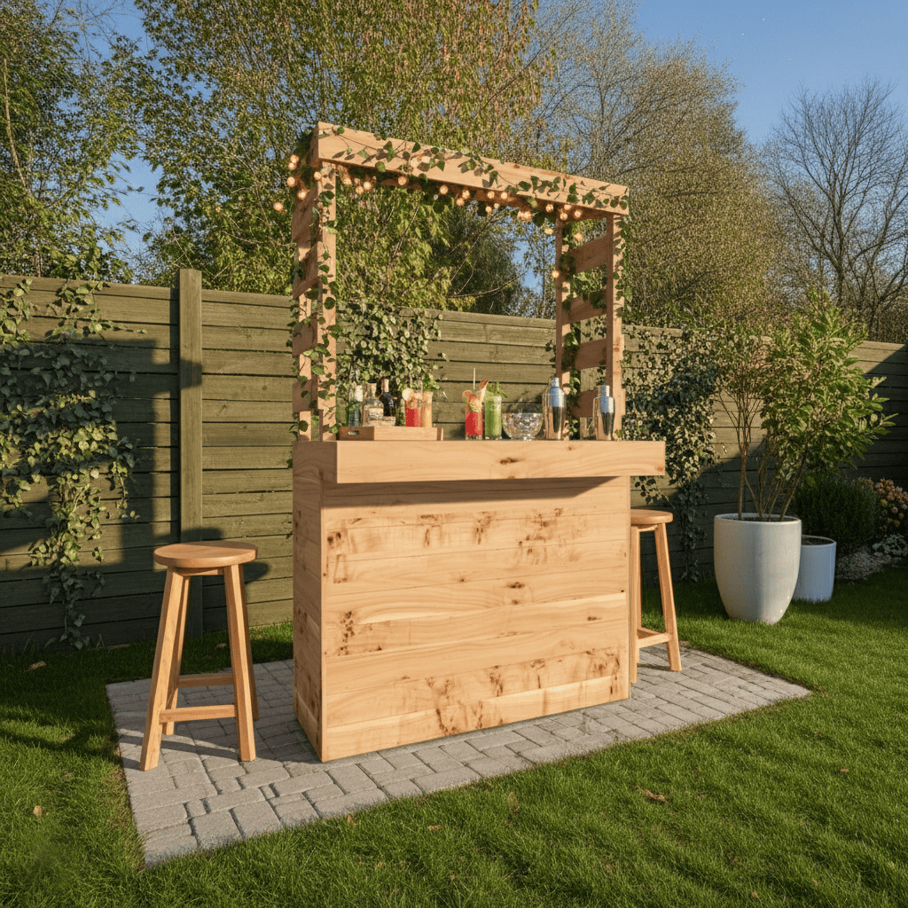 Home & Garden Bars Large Rustic Wooden Garden Bar with Roof
