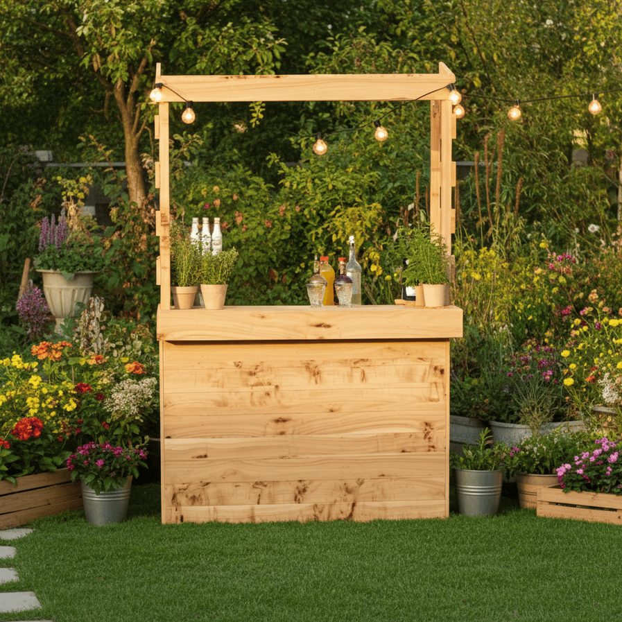 Home & Garden Bars Large Rustic Wooden Garden Bar with Roof