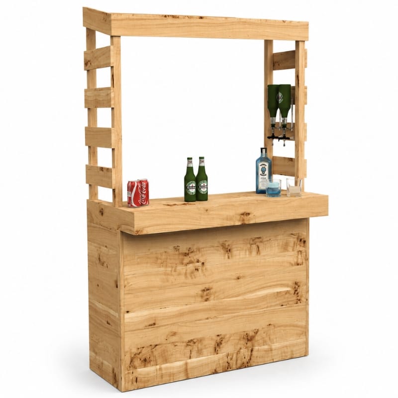 Home & Garden Bars Natural Large Rustic Wooden Garden Bar with Roof