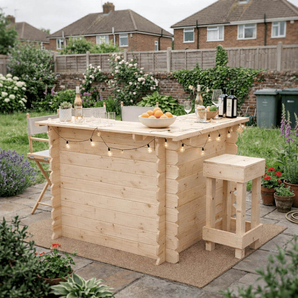 Home & Garden Bars Natural / No / No Add Ons Wooden Interlock Corner Bar